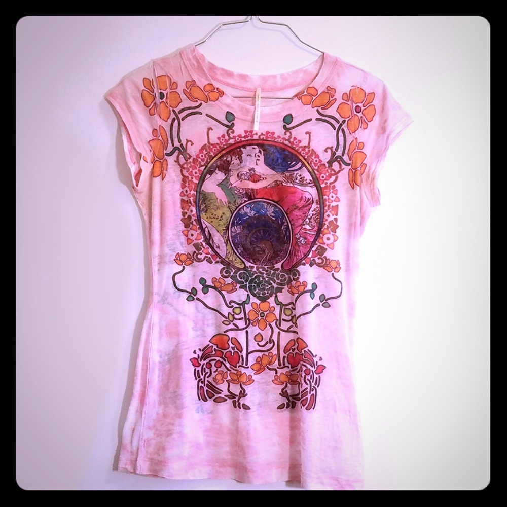 Screenprinted Sheer Pink Tee